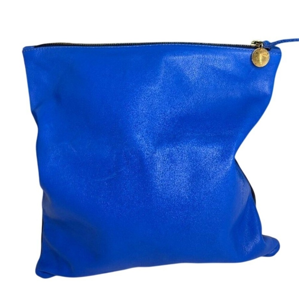 Clare V. Colorblock Foldover Clutch in Navy Cobalt